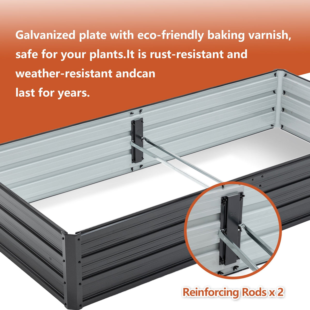 6x3x1 FT Metal Raised Garden Bed Outdoor Planter
