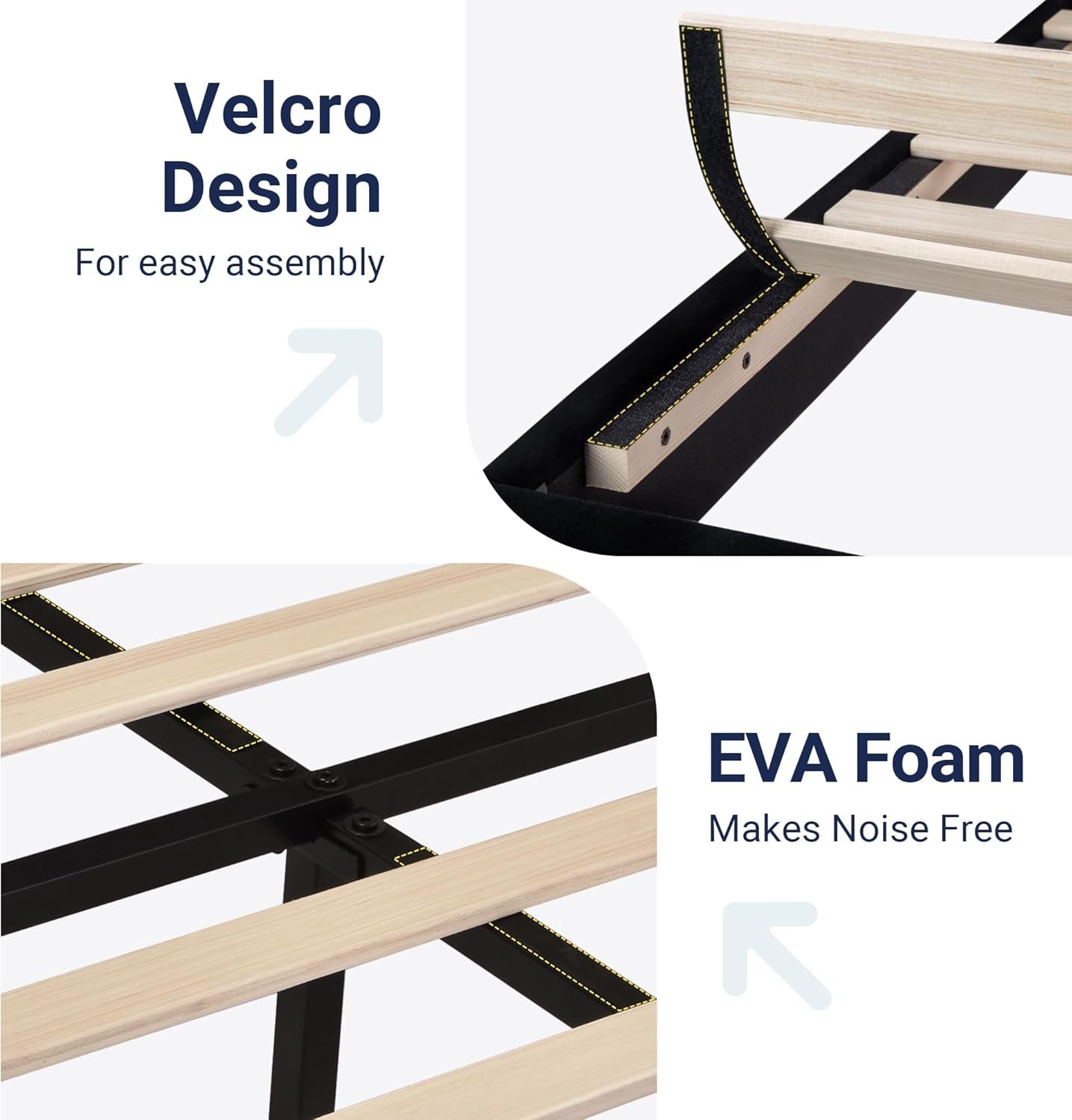 Black Velvet Queen Platform Bed Easy Assembly No Box Spring