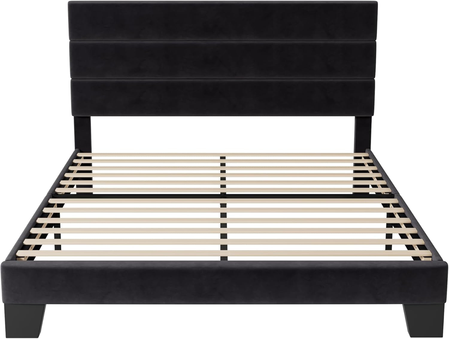 Black Velvet Queen Platform Bed Easy Assembly No Box Spring
