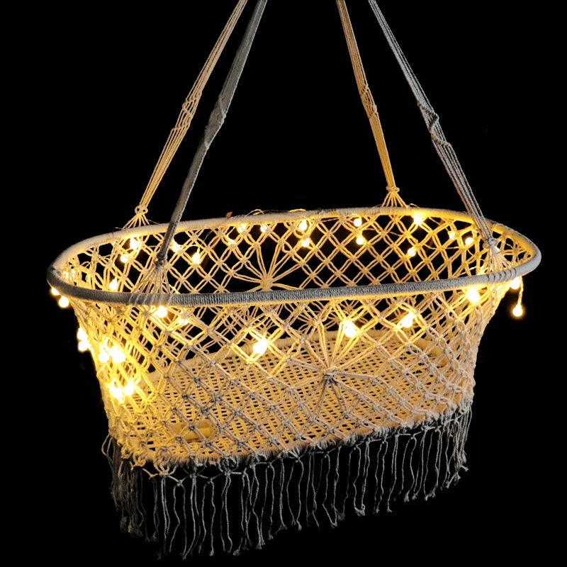 Children's Hammock Garden Swing with Light String