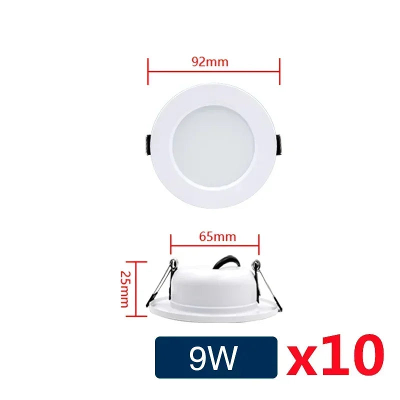 10pcs/lot LED Downlight White Body 5W 9W 12W 15W 18W Round Led Ceiling Light DC 12V 24V AC 110V 220V Bedroom Indoor Led Lighting
