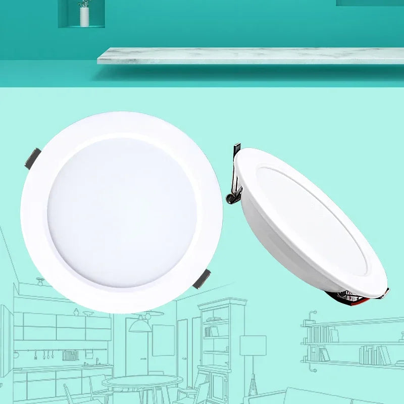 10pcs/lot LED Downlight White Body 5W 9W 12W 15W 18W Round Led Ceiling Light DC 12V 24V AC 110V 220V Bedroom Indoor Led Lighting
