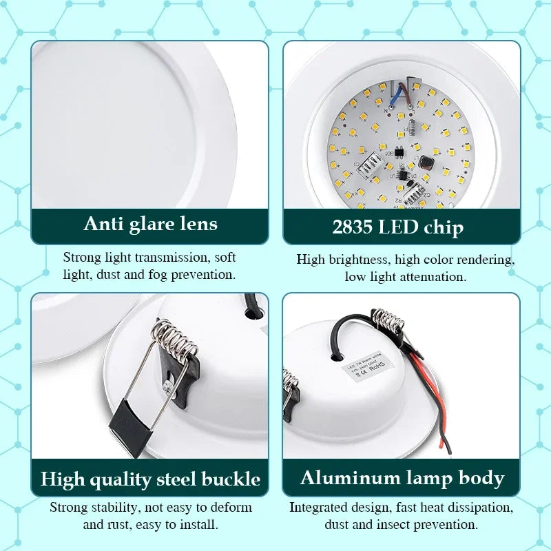 10pcs/lot LED Downlight White Body 5W 9W 12W 15W 18W Round Led Ceiling Light DC 12V 24V AC 110V 220V Bedroom Indoor Led Lighting