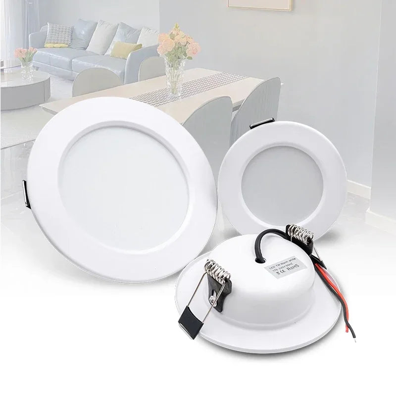 10pcs/lot LED Downlight White Body 5W 9W 12W 15W 18W Round Led Ceiling Light DC 12V 24V AC 110V 220V Bedroom Indoor Led Lighting